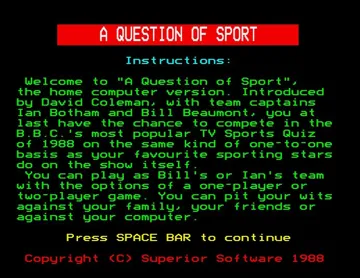 Question of Sport, A (1986)(Superior) screen shot title